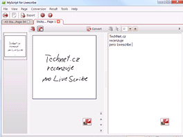 Pevod rukopisu na text v aplikaci tet strany - Myscript