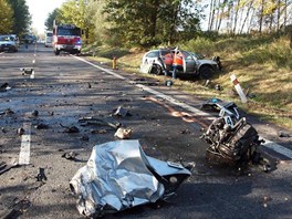 Sráka osobního automobilu s kamionem u Tebechovic Pod Orebem 