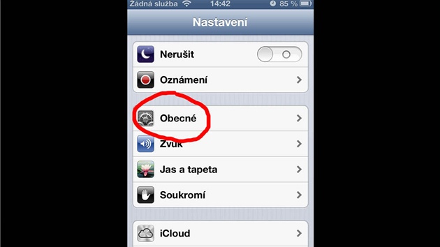 Jak vypnout sledovn v iOS 6: Potom poloku Obecn.