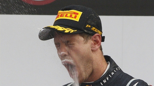 NPOJ SLVY. Sebastian Vettel po vhe ve Velk cen Koreje formule 1.