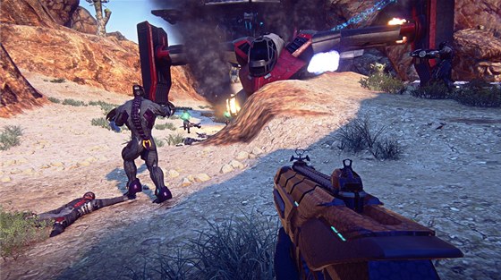 Obrázek ze hry PlanetSide 2, která vznikla ve spolenosti Daybreak Game Company vedené Johnem Smedleym.