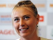 SMV. Rusk tenistka Maria arapovov byla na tiskov konferenci ped exhibic