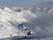 Didier Defago pi obm slalomu Svtovho pohru v rakouskm Sldenu. 