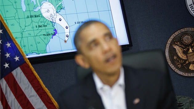 Hurikn Sandy berte vn, varoval Ameriany prezident Barack Obama (28. jna 2012)