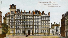 Londýnský Langham Hotel na pohlednici z roku 1908