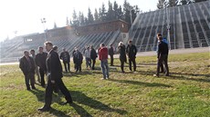 Starostové mst a obcí na Vysoin na ploe stadionu Vysoina Aréna.