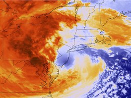 Satelitní snímek hurikánu Sandy nad Atlantic City