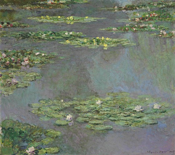 Impresionistický olej na plátn Clauda Moneta nazvaný Nymphéas z roku 1905 byl