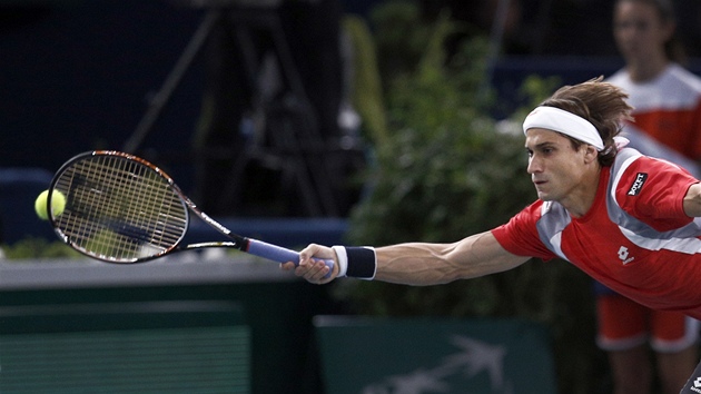 panlsk tenista David Ferrer ve finle tenisovho turnaje v Pai.