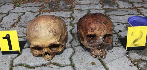 V ervnu byly v centru Chocn nalezeny v igelitové tace dv lidské lebky.