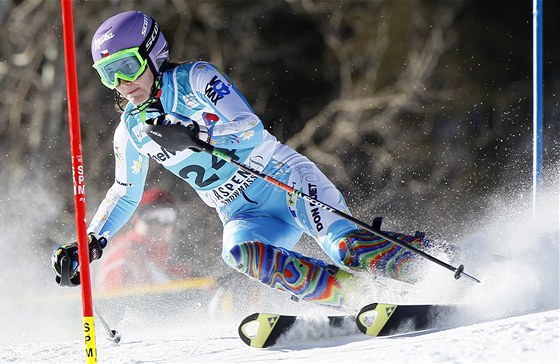 árka Záhrobska na trati slalomu Svtového poháru v Aspenu. 