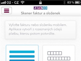 Mobiln aplikace Zuno - skener faktur a sloenek