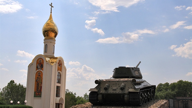 Tank T-34 vystaven na estnm mst v Tiraspolu. 
