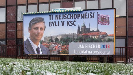Billboard s Janem Fischerem v Hradci Králové (4. prosince 2012)