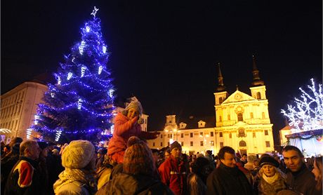 Vánoní jedle na Masarykov námstí v Jihlav