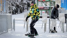 Zahájení lyaské sezony ve skiareálu na umavském piáku.