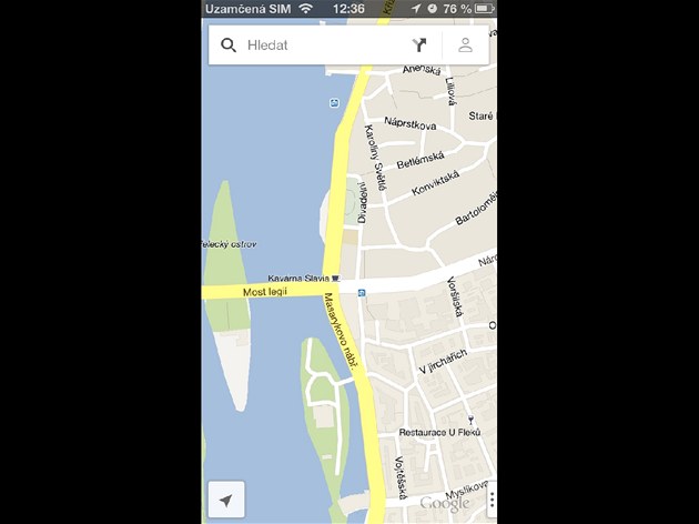 Google Maps pro iOS 5.1 a vyí - základní zobrazení