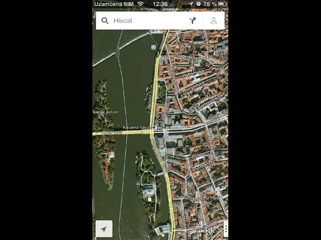 Google Maps pro iOS 5.1 a vyí - satelitní zobrazení