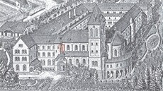Kláter a kostel sv. Gabriela v roce 1898