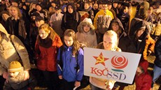 Na protikomunistické demonstraci se na eskobudjovickém Piaristickém námstí