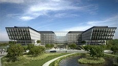 První etapa obřího kancelářského centra Telecom City v Moskvě, za jehož vznikem První etapa obřího kancelářského centra Telecom City v Moskvě, za jehož vznikem