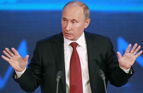 Rusk prezident Vladimir Putin na velk tiskov konferenci v Moskv 20.