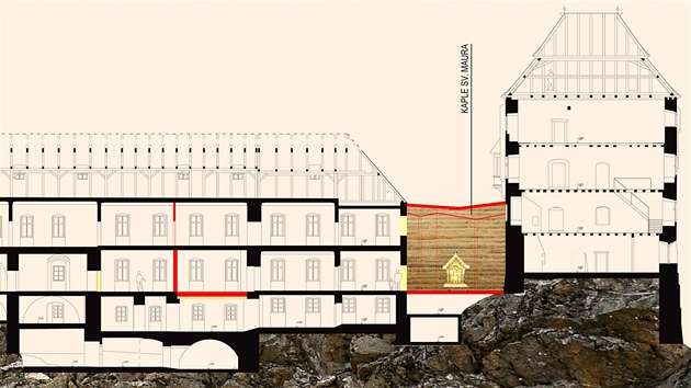 Schma (ez) umstn kaple sv. Maura v arelu Sttnho hradu a zmku v Beov nad Teplou.