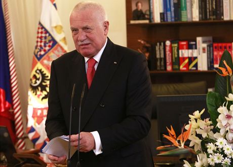 Prezident Václav Klaus ped svým posledním novoroním projevem.
