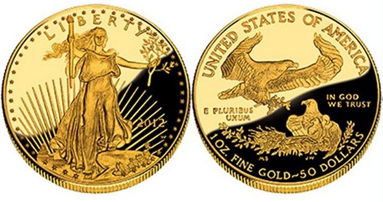 Zlatá mince American Eagle, kterou razí Mincovna Spojených stát.