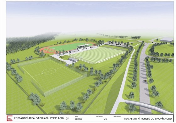 Návrh nového fotbalového stadionu Vejsplachy ve Vrchlabí.