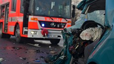 Sráka fabie s kamionem v Rudné ulici. (11. 1. 2013)
