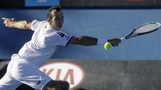 JEŠTĚ KOUSEK. Radek Štěpánek v utkání druhého kola Australian Open. JEŠTĚ KOUSEK. Radek Štěpánek v utkání druhého kola Australian Open.