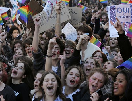 Nedlní demonstrace na podporu homosexuálních satk a adopcí