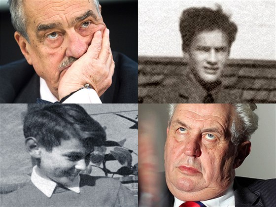 Prezidenttí kandidáti Karel Schwarzenberg a Milo Zeman na fotografiích ze