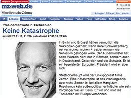 Komente ke zvolen Miloe Zemana eskm prezidentem na webu Mitteldeutschen