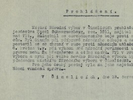 Úast Schwarzenberga pi osvobození v roce 1945 dokládá i prohláení...