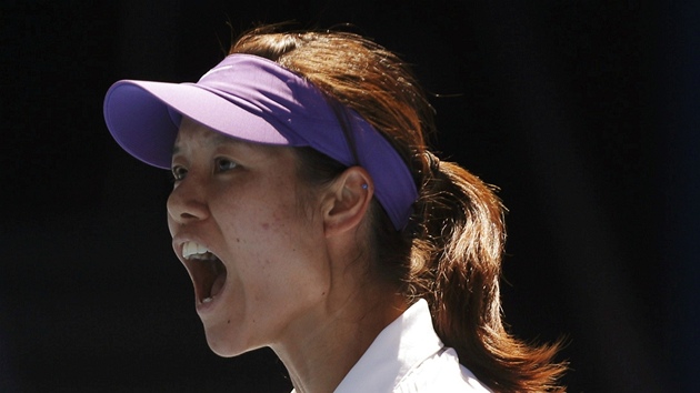 NSK EV. nsk tenistka Li Na se raduje bhem semifinle Australian Open.