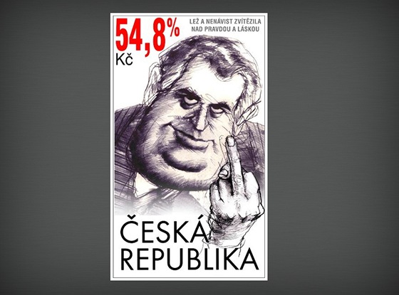 Návrh nové "prezidentské" známky v podání výtvarníka Zdeka Netopila.