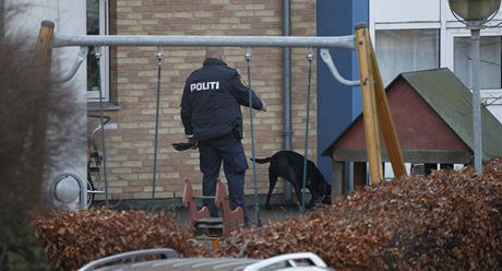 Policie na míst stelby v kodaské tvrti Frederiksberg (5. února 2013)