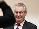 Zeman se nechal nafotit ve standardním obleku a s pruhovanou kravatou. 