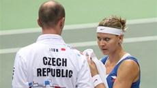 PORADA S KAPITÁNEM. Lucie afáová ve fedcupovém utkání proti Samanth