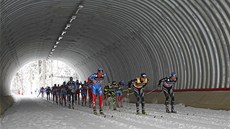 TUNEL. Balík běžců projíždí tunelem na olympijské trati v ruském Soči. TUNEL. Balík běžců projíždí tunelem na olympijské trati v ruském Soči.
