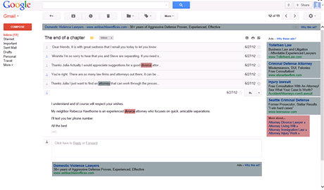 Microsoft na pkladech ukazuje, jak Gmail cl reklamy.