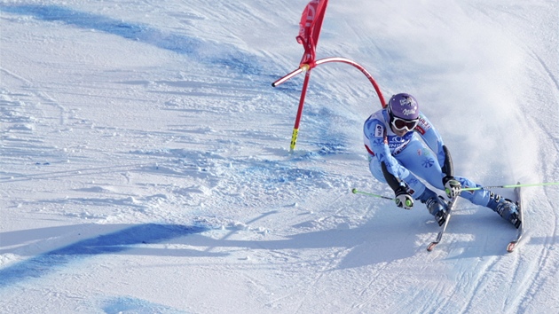 Tina Mazeov na trati obho slalomu na MS ve Schladmingu.