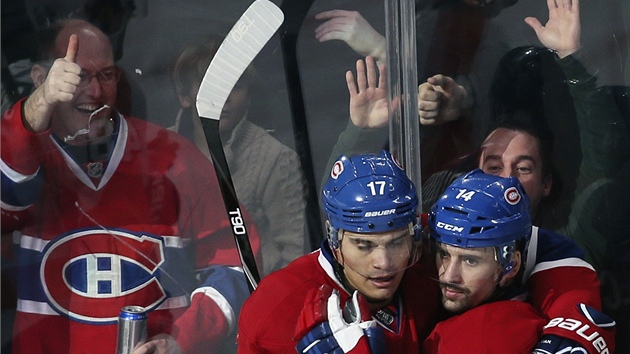 Tom Plekanec a Rene Bourque z Montrealu slav gl prvnho jmenovanho.