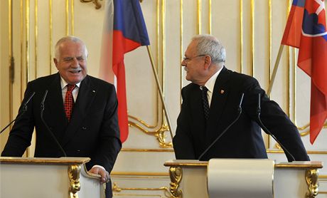 Václav Klaus na oficiální návtv Slovenska, kam 26. února zavítal na svou