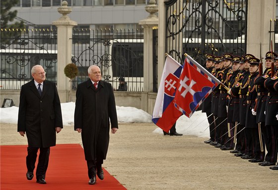 Václav Klaus na oficiální návtv Slovenska, kam 26. února zavítal na svou
