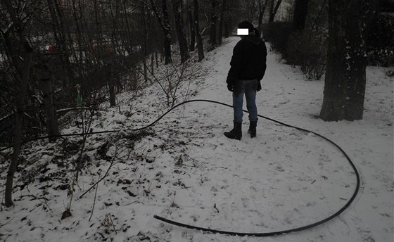 enu, která táhla od eleznice dvacetimetrový kabel, chytili stráníci pímo