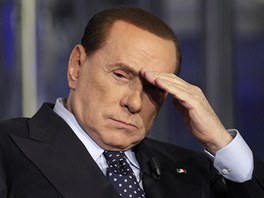 Nkdej italsk premir Silvio Berlusconi bhem vystoupen v televizn stanici