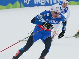 Bec na lych Luk Bauer na trati skiatlonu na MS ve Val di Fiemme